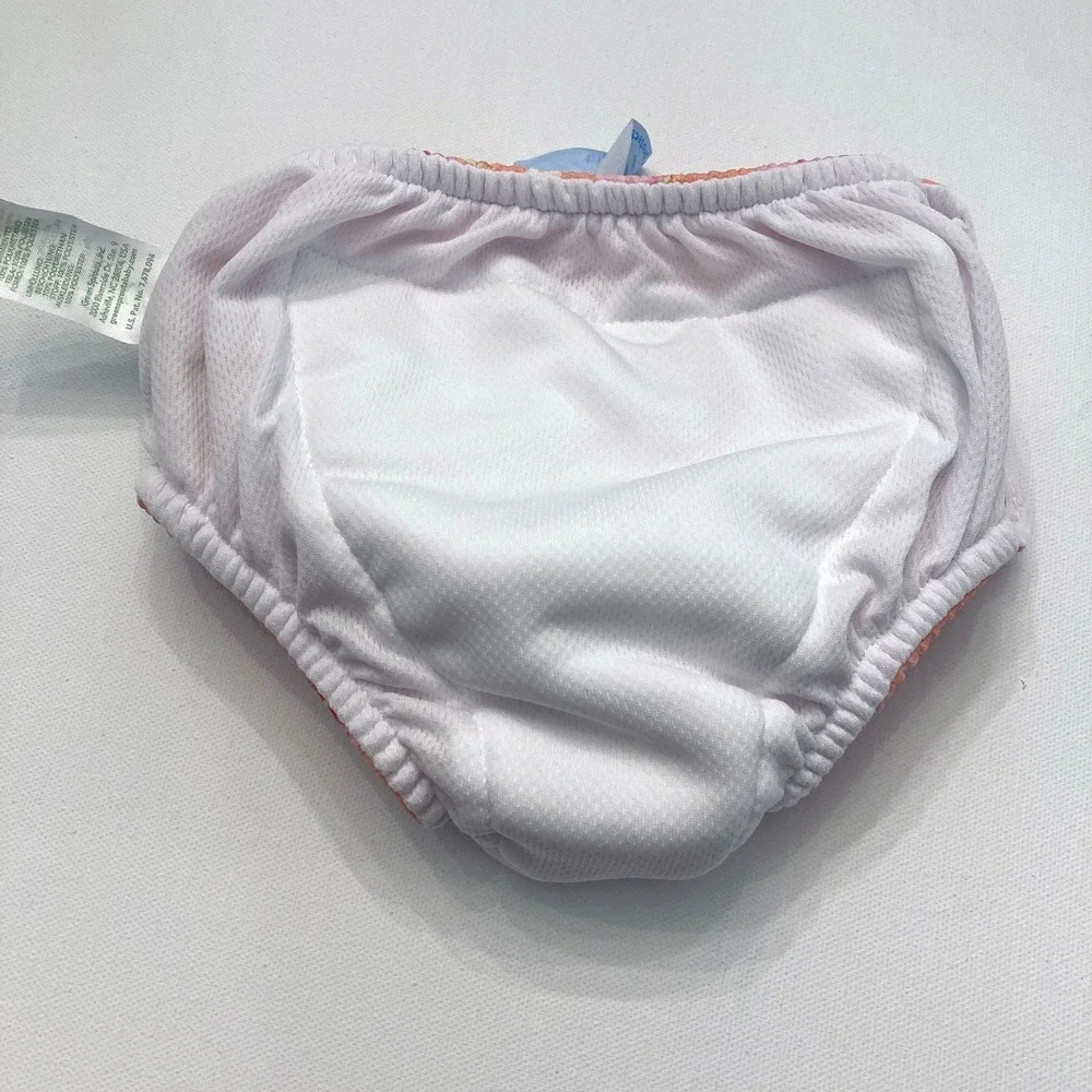 Green Sprouts Swim Diaper 18 Mo 22-25 lbs‎ Orange Pink Hibiscus Ruffle Back
